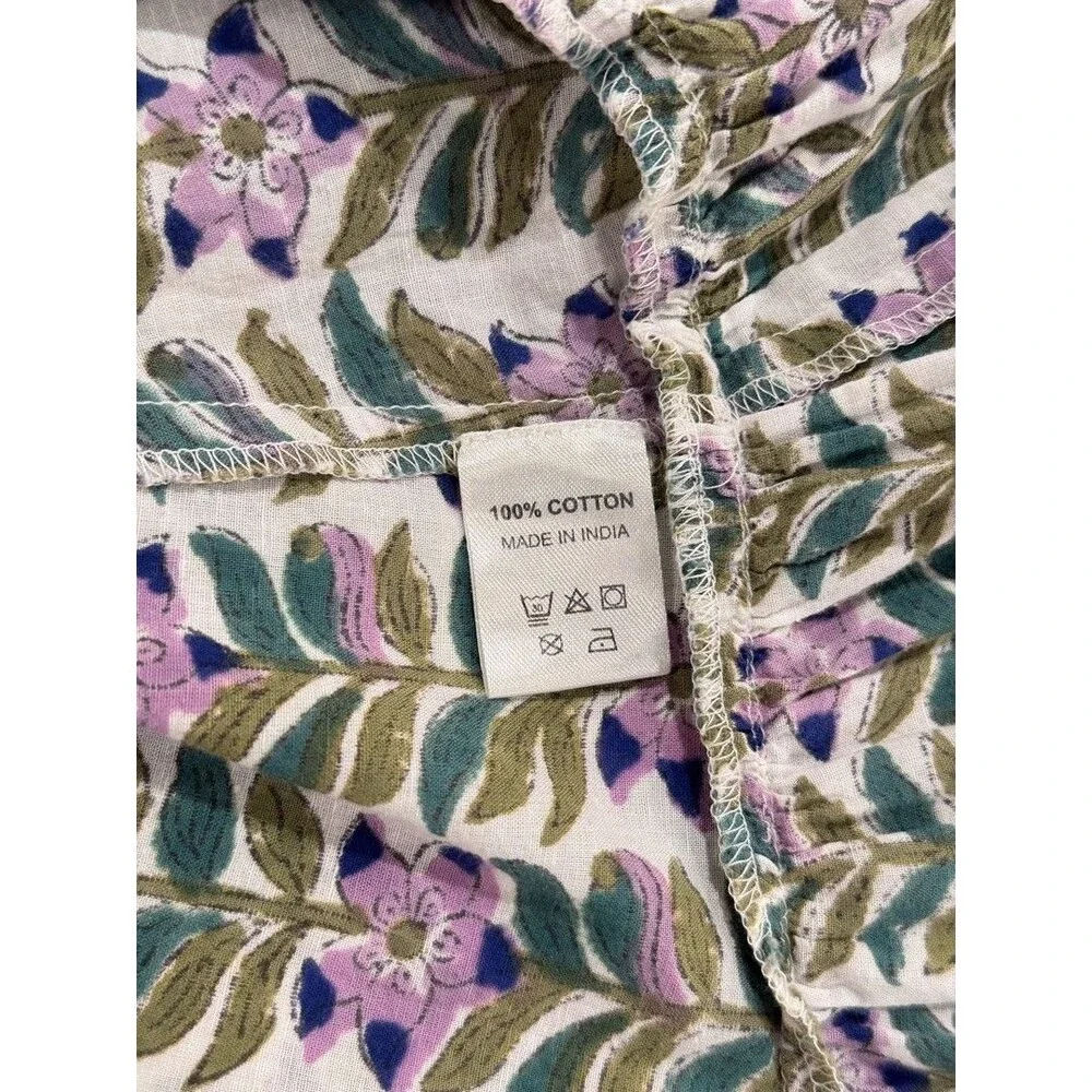 Perry Walker Womens Dress Green Floral Mini Cap Sleeve A Line Boho 1 US Small - Picture 10 of 11